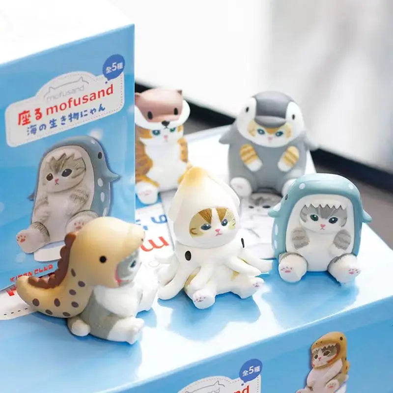 Mofusand Cat Blind Box Shark Cat Figure Toys Cos Marine Organism Dolls Blind Bag Decoration Kids Christmas Gift